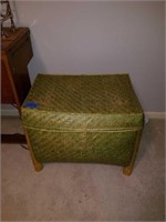 Green Wicker Trunk with Contents