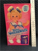 Hasbro Baby Wanna Walk Doll in Original Box 1990