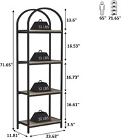 HOME BI Arched Bookshelf, 4 Tier Metal Frame