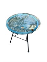 An Outdoor Side Table w/ Glass Top 18"H x 17.75"