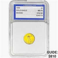 1999 US 1/10oz. Gold $5 Eagle IGS MS70