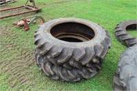 PAIR OF 12.4-28 L/S REAR TRACTOR TIRES EXCELLENT