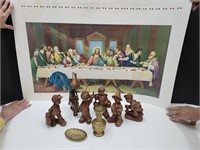 Figurines Wood? , Etched Beass & Last Supper Pic