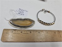Sterling Silver Agate Pendant (Broke) & Bracelet