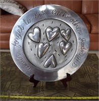 Silvestri round pewter Sandra Magsamen plate &stan