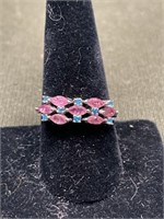 STERLING SILVER RING WITH NATURAL PINK TOPAZ AND