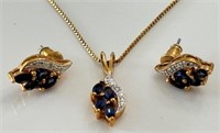 PRETTY GOLD TONE 925 SILVER NECKLACE & EARRINGS
