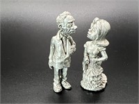 Man and Woman Pewter Figurines
