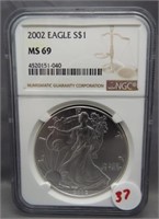 2002 American 1 oz. Silver Eagle-One Dollar - NGC