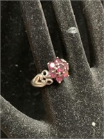 STERLING & PINK STONE RING - SZ 6