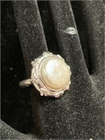 STERLING & PEARL RING - SZ 7