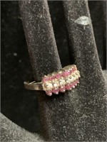 STERLING & COLORED STONE RING - SZ 7