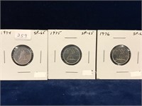 1974, 75, 76 Canadian Dimes  SP65