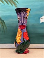 Signed Hand Painted Artisan Face Vase