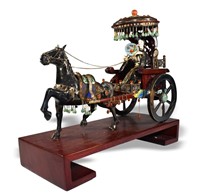 Chinese Enameled Silver Carriage, Mid-20th C#