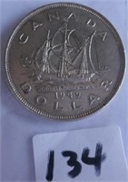 Canadian Silver 1949 One Dollar Coin