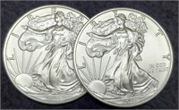 (2) 2021 Type 1 Silver Eagles