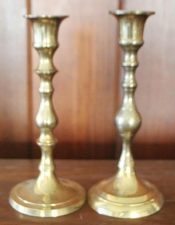 2 Brass Candle Holders - 7" tall