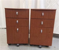 2- 3 DRAWER CABINETS 27" TALL ON WHEELS