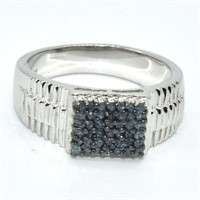 Silver Blue Diamond(0.35ct) Ring