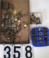 Box of necklaces, pins & Necklaces
