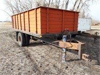 16' box and hoist on single axle trailer.