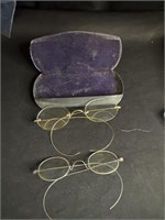 Two Sets Antique Wire Rim Eueglasses