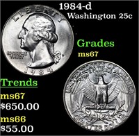 1984-d Washington Quarter 25c Grades GEM++ Unc