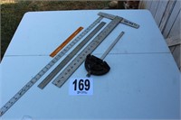 (3) Straight Line Rulers, T-Square & Miter Gauge