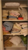 Closet lot assorted linens & etc