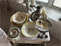 Silver plated serviceware & antique bowls