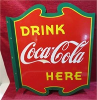 Drink Coca-Cola Steel Coke Flange Sign 16x20 NICE
