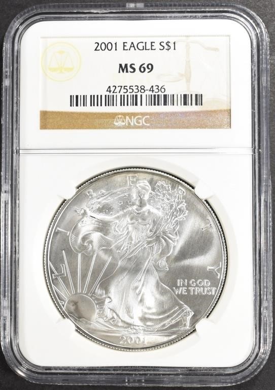 2001 AMERICAN SILVER EAGLE NGC MS69