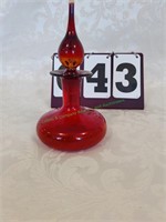 Amberina Hand blown glass decanter with stopper.