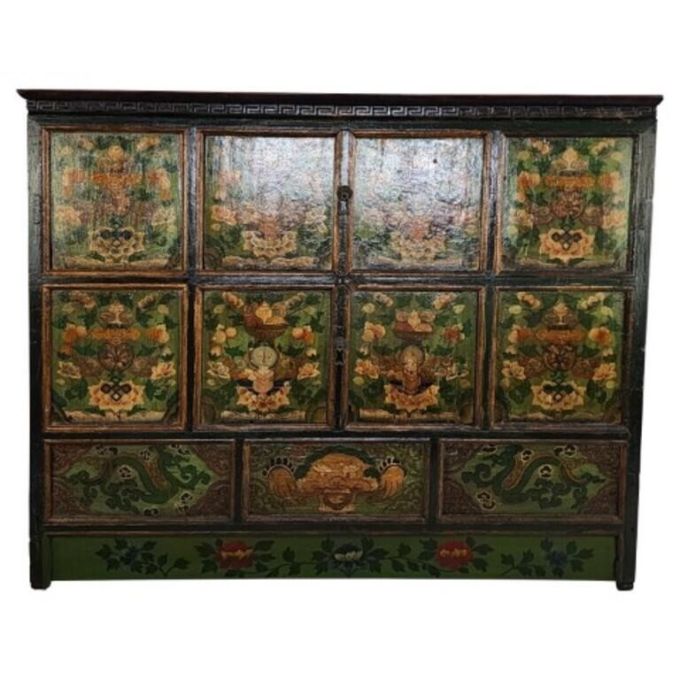 "Painted Cupboard" - Tibet Floral & Shell Design