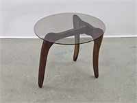 Kroehler Smoked Glass & Walnut Occasional Table