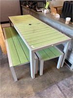 Outdoor Dining Table w/ 2 Bench Seats