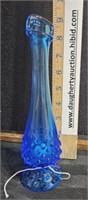 Fenton Colonial Blue hobnail swung vase, 8.5"