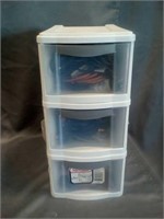 3 PC. Plastic storage drawer w/misc. cords