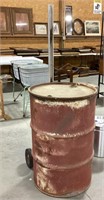 Metal drum attached to dolly-23.5 x 62.5
