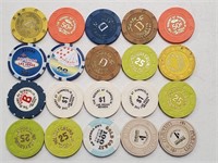 20 Various Las Vegas Nevada Casino Chips