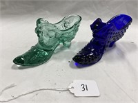 Pair Fenton glass shoes