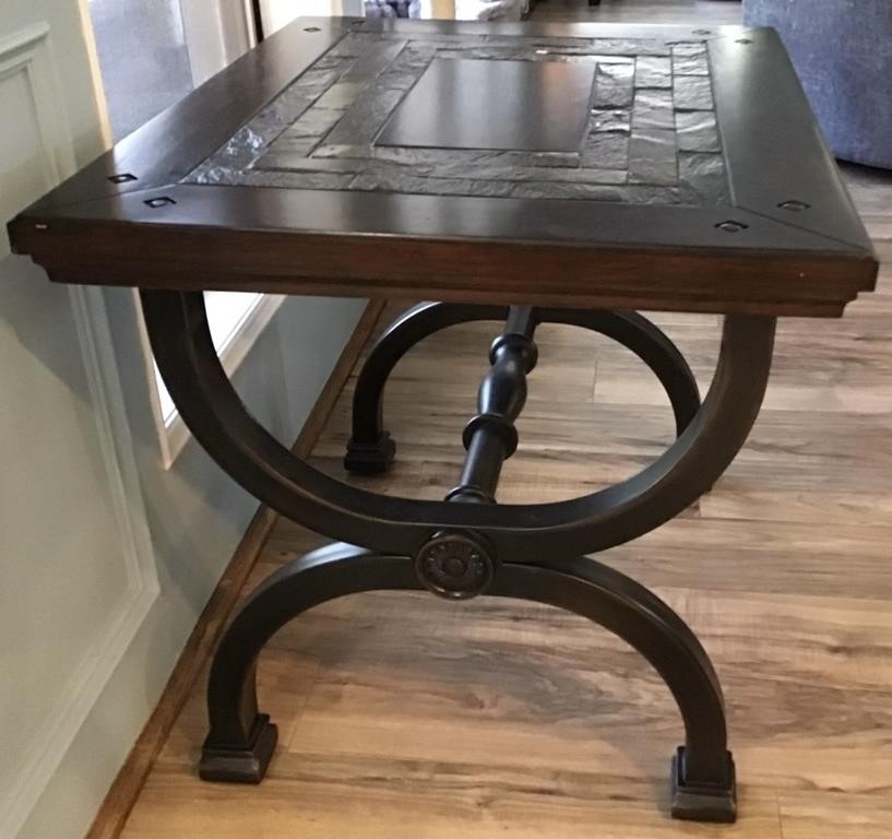 HEAVY WOOD END TABLE
