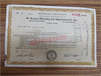 St George stock certificate