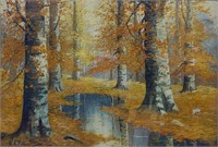 Wm A Eyden, Jr 22x32 Gouache Autumn Woods