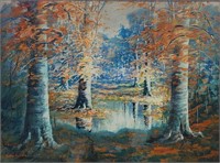 Walter Eyden 18x24 WC Autumn Landscape