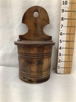 Early Wooden Hanging Salt Box, 9 1/2”T Total