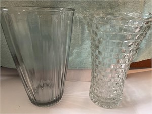 2 Tall Glass Vases