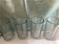 Lot of 7" Heavy Glass Beer Steins - 6 Steains