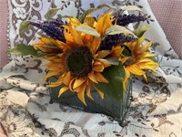 8" Wide Sunflower in Metal Box
